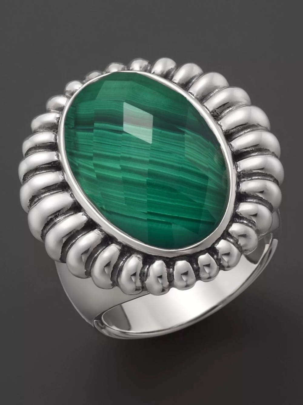 LAGOS Venus Malachite Doublet Ring in Sterling Silver Size 7